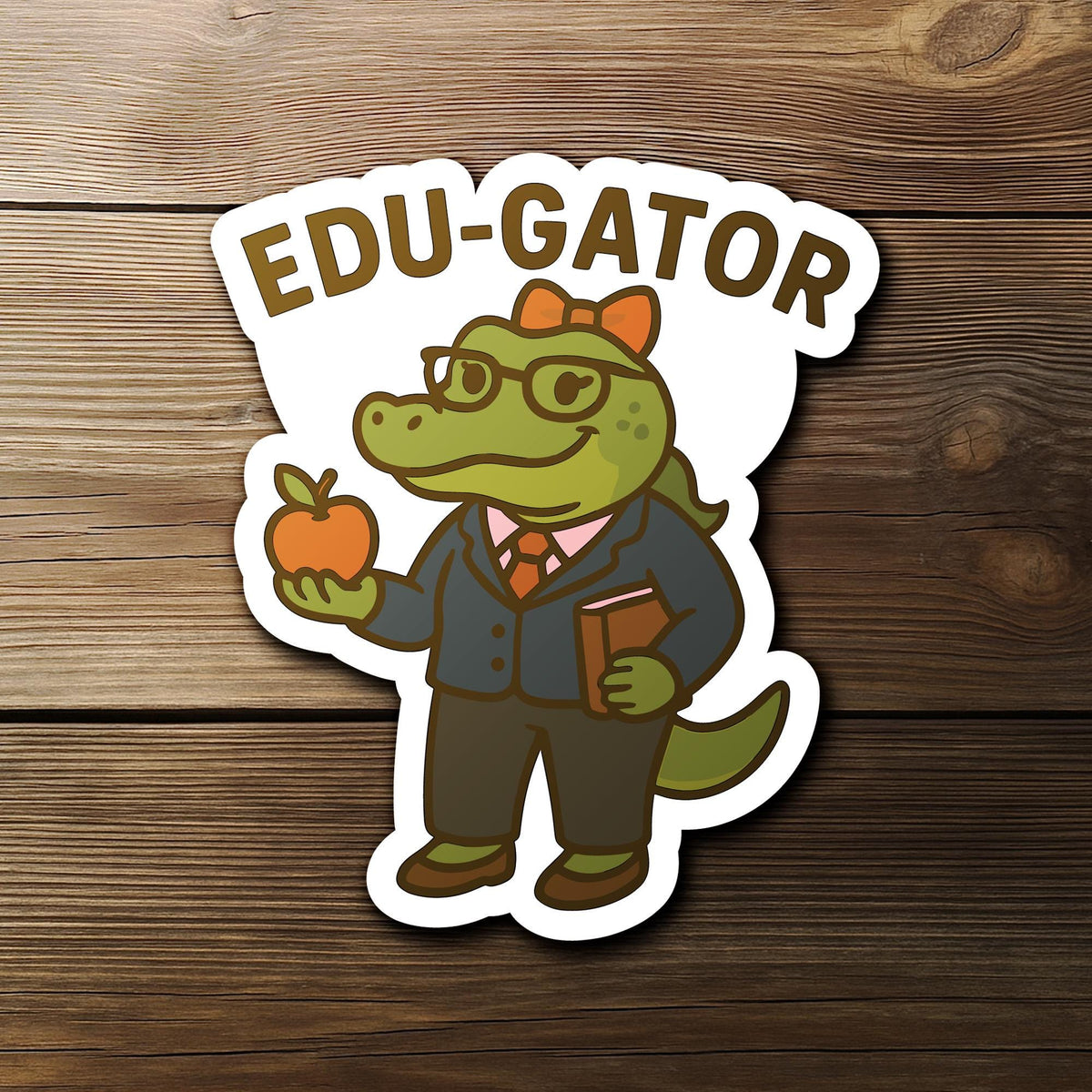Edugator Educator sticker, female alligator teacher pun