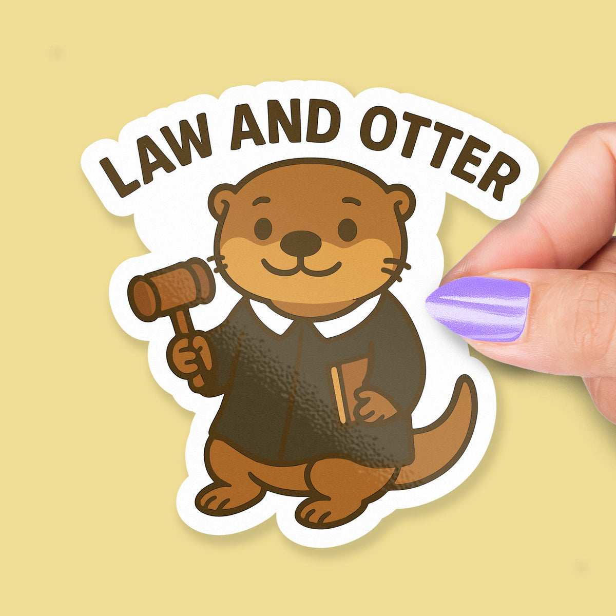 Law and Otter sticker, cute otter judge pun – view 2
