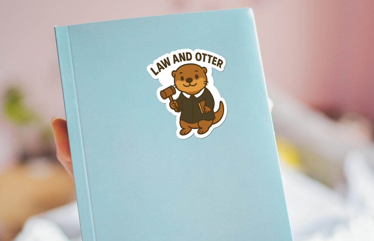 Law and Otter sticker, cute otter judge pun – view 4