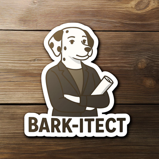 Architect Barkitect sticker, dalmatian architect pun