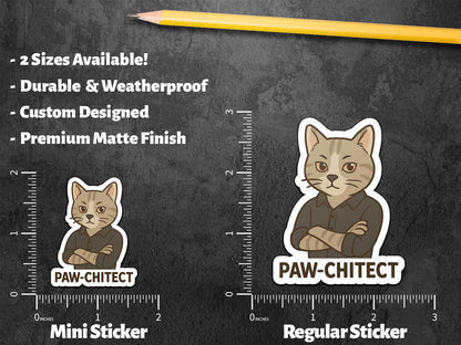 Cat Architect sticker, paw-chitect cat architecture pun – view 3