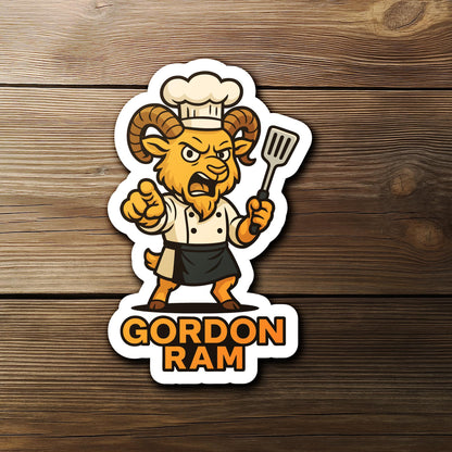 Gordon Ram sticker, ram chef pointing with spatula