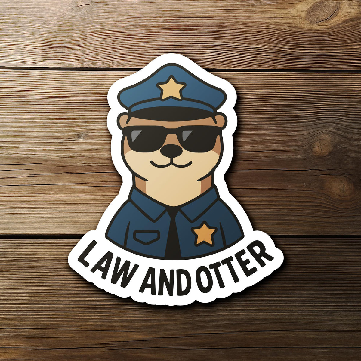 Law and Otter sticker, otter cop chest-up portrait