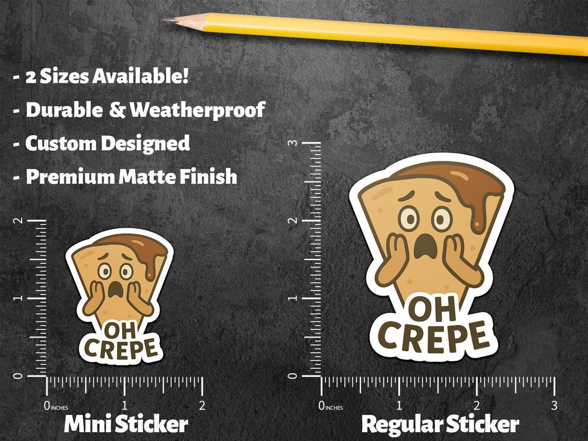Oh Crepe ! Oh Crap! Funny Food Pun sticker, cute dessert humor – view 3