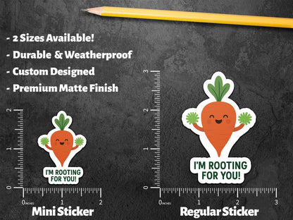 I’m Rooting for You sticker, cute cheering carrot pun – view 3