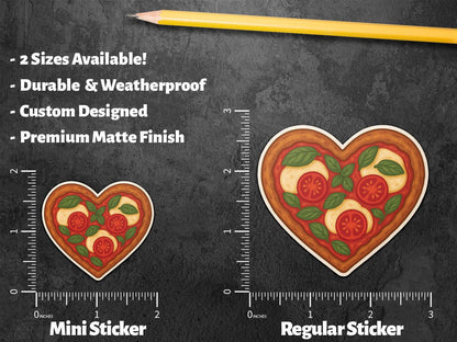 Margherita Heart Pizza sticker, cute tomato basil mozzarella pun – view 3