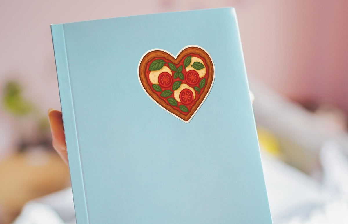 Margherita Heart Pizza sticker, cute tomato basil mozzarella pun – view 4