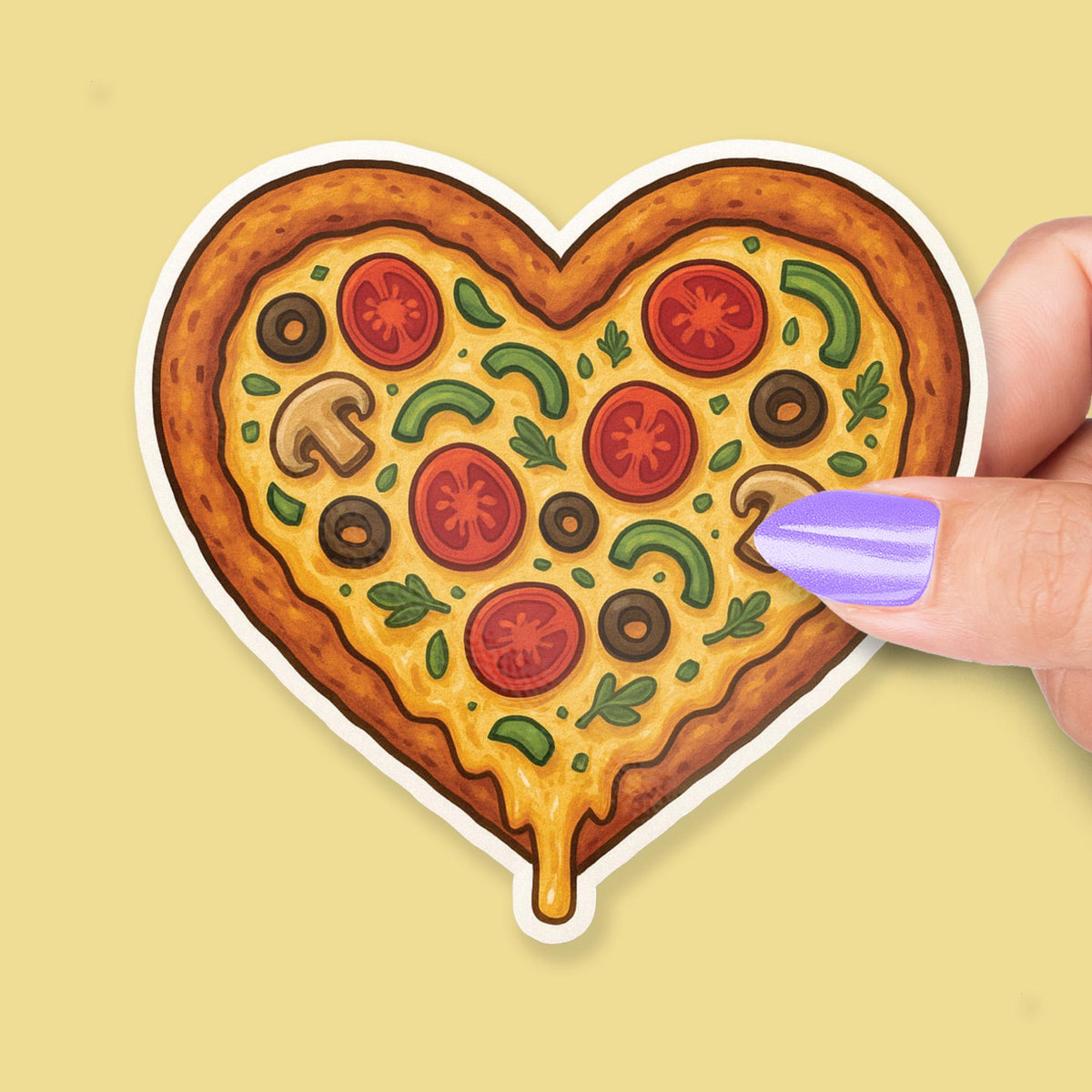 Veggie Heart Pizza sticker, cute vegetarian food pun – view 2