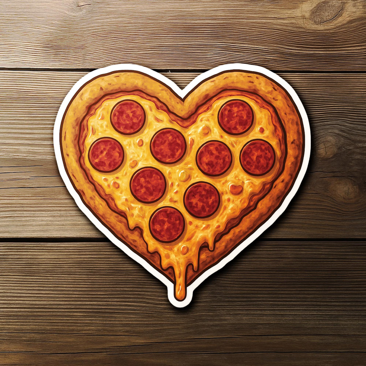 Pepperoni Heart Pizza sticker, cute foodie pun