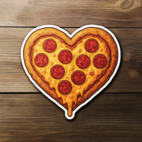 Pepperoni Heart Pizza sticker, cute foodie pun