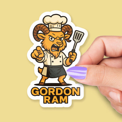 Gordon Ram sticker, ram chef pointing with spatula – view 2