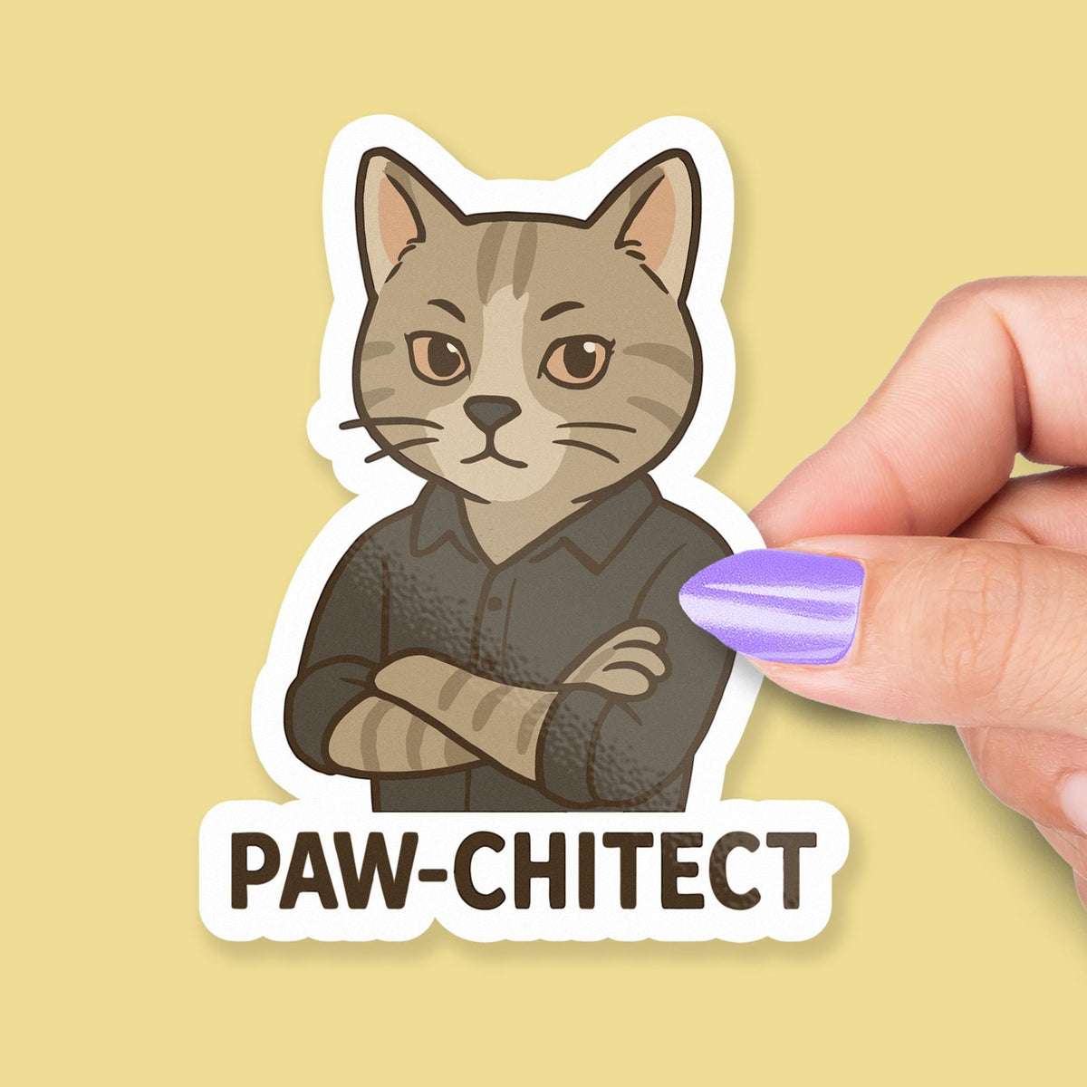 Cat Architect sticker, paw-chitect cat architecture pun – view 2