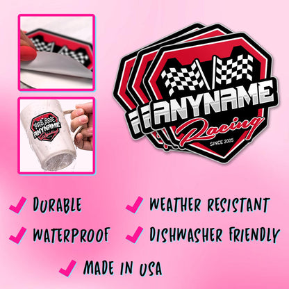 Custom racing name decal with a flag – view 4