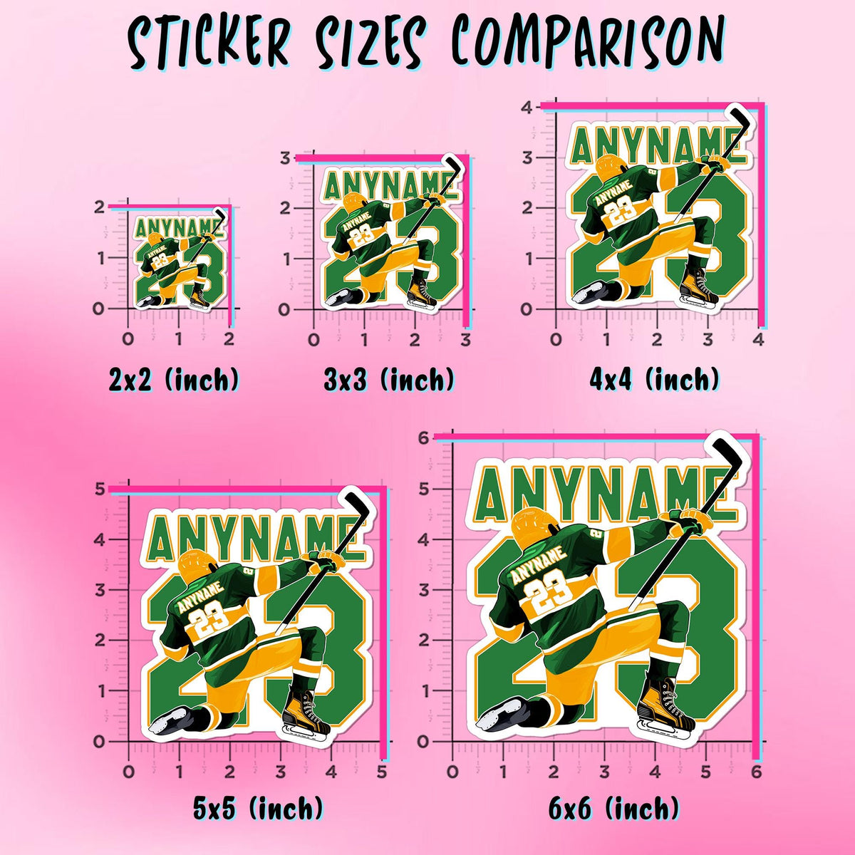 Custom hockey decal with any name and number – view 3