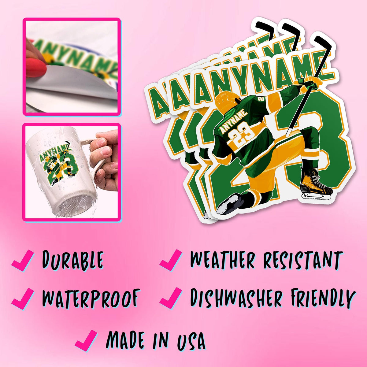Custom hockey decal with any name and number – view 4