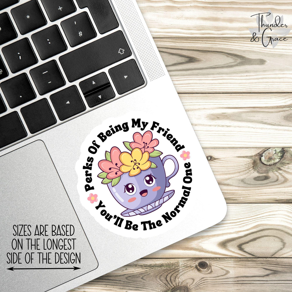 Perks to Being My Friend sticker, sarcastic coffee lover – view 2