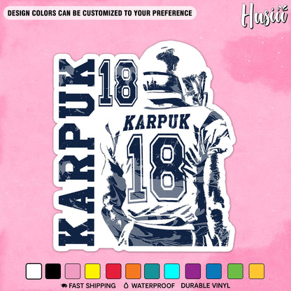 Custom American football jersey sticker with a name and number