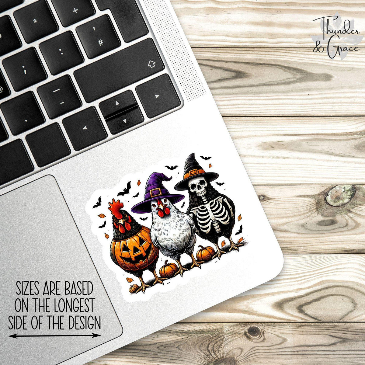 Cute Halloween Chicken sticker, pumpkin witch skeleton chickens – view 2