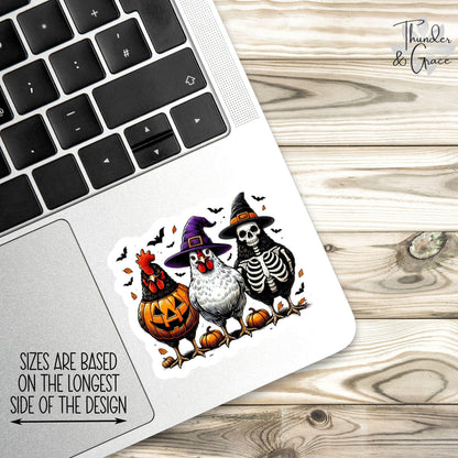 Cute Halloween Chicken sticker, pumpkin witch skeleton chickens – view 2