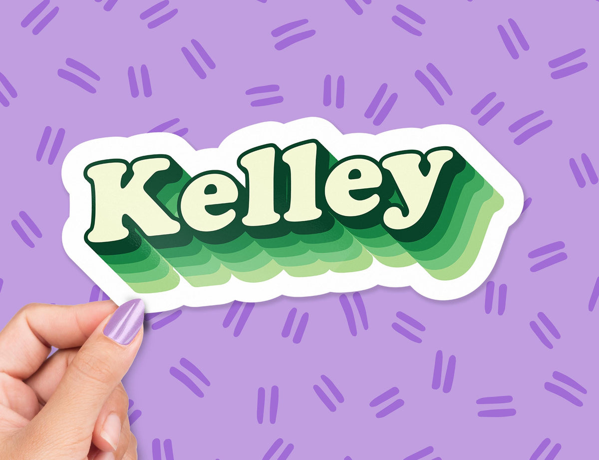 Custom Groovy Name sticker, retro bubbly label – view 4