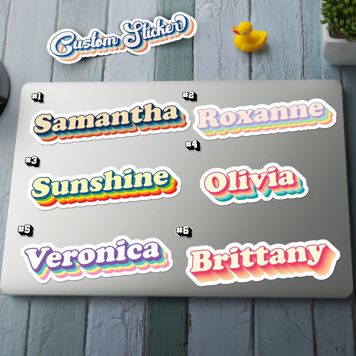 Custom Groovy Name sticker, retro bubbly label