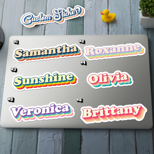 Custom Groovy Name sticker, retro bubbly label