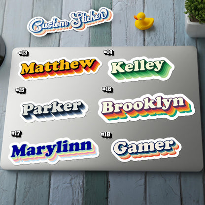 Custom Groovy Name sticker, retro bubbly label – view 3