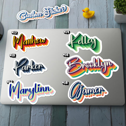 Custom Name with Hearts sticker, cursive retro personalized label – view 3