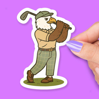 Eagle Golfing sticker, animal lovers