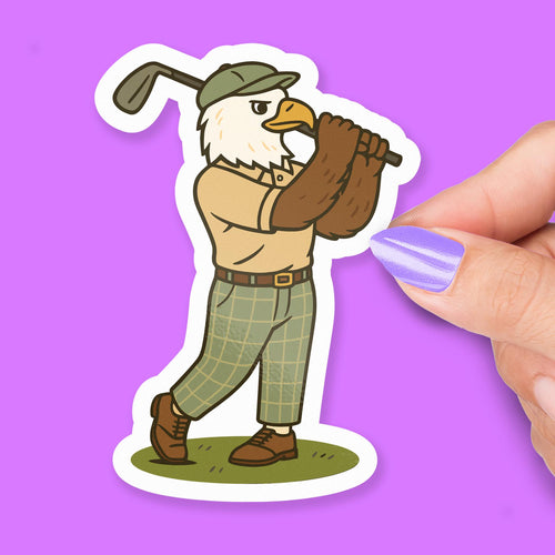 Eagle Golfing sticker, animal lovers