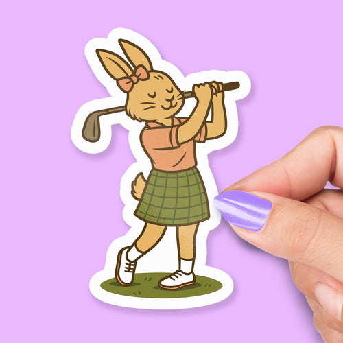 Rabbit Golfing sticker, and bunny fans
