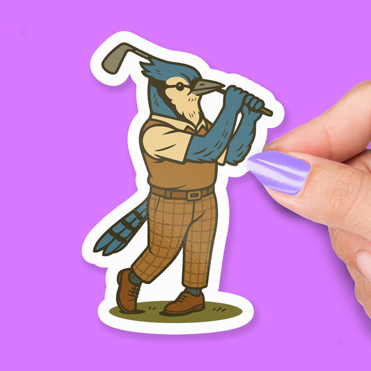 Blue Jay Golfing sticker, bird lovers