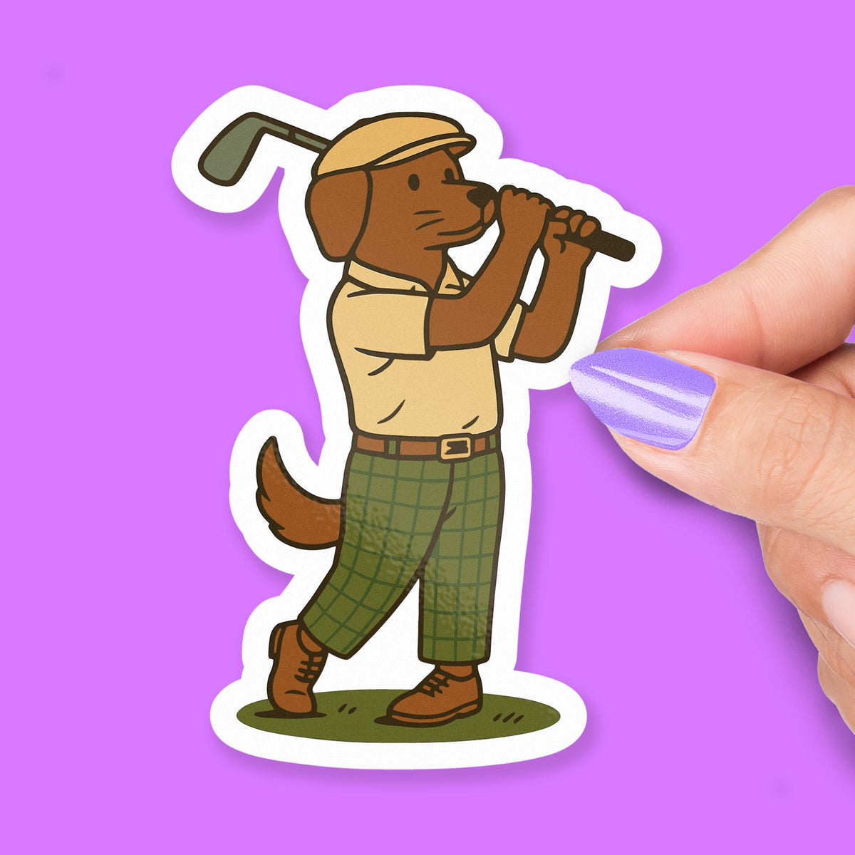 Dog Golfing sticker, dog lovers