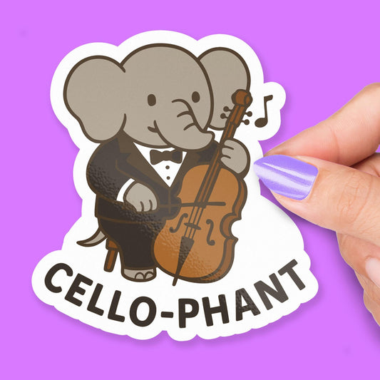 Elephant Cello sticker, orchestra kids