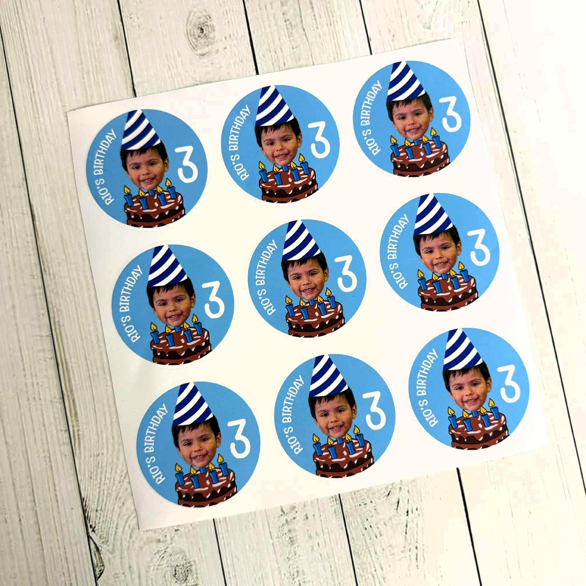 Custom Face sticker sheet, personalized photo birthday – view 2