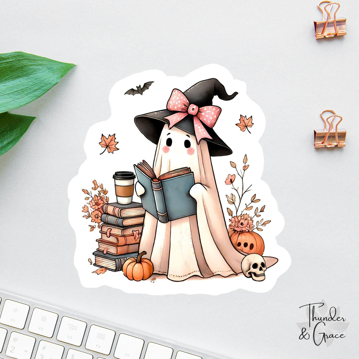Ghost Reading Books sticker