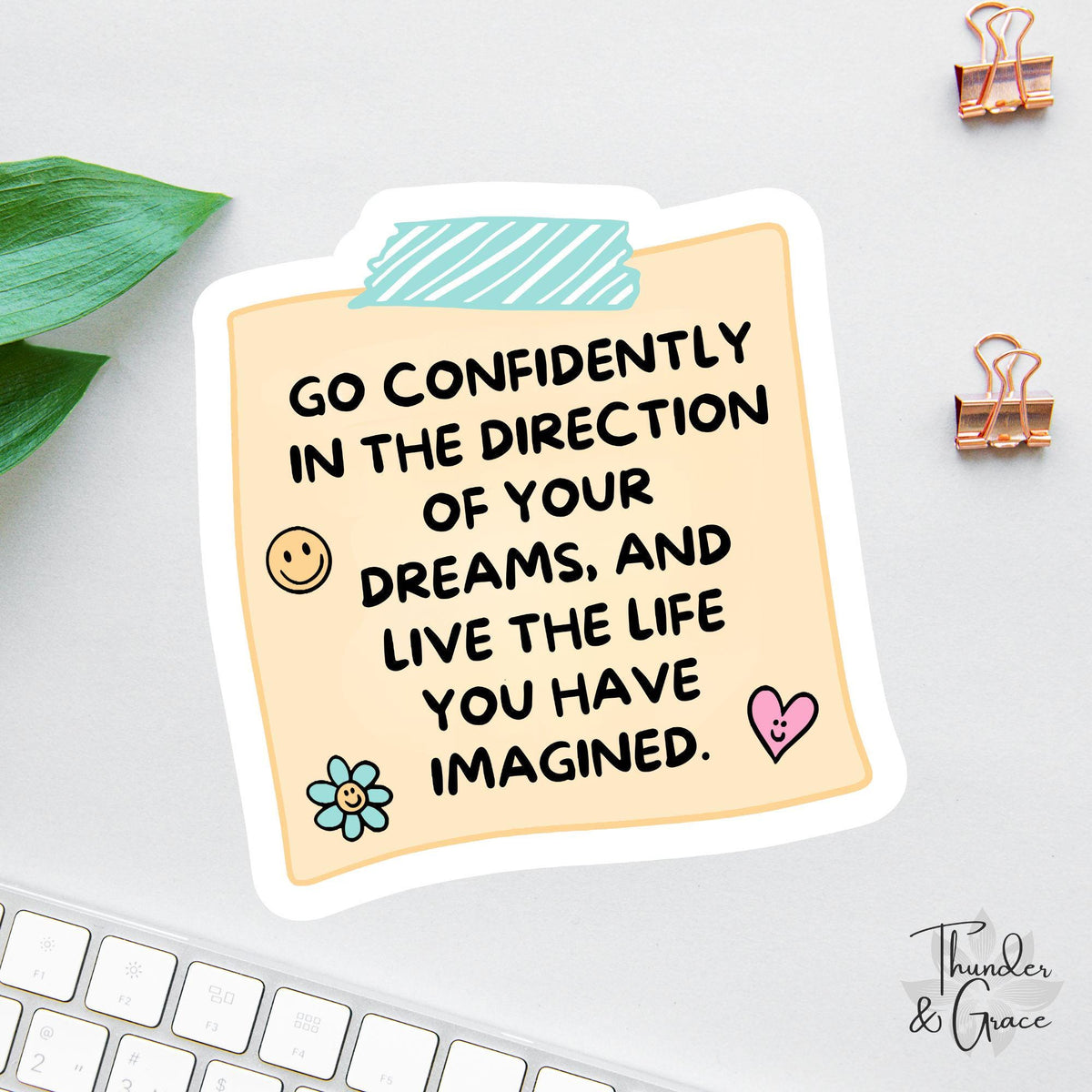 Go Confidently in the Direction of Your Dreams sticker, thoreau quote