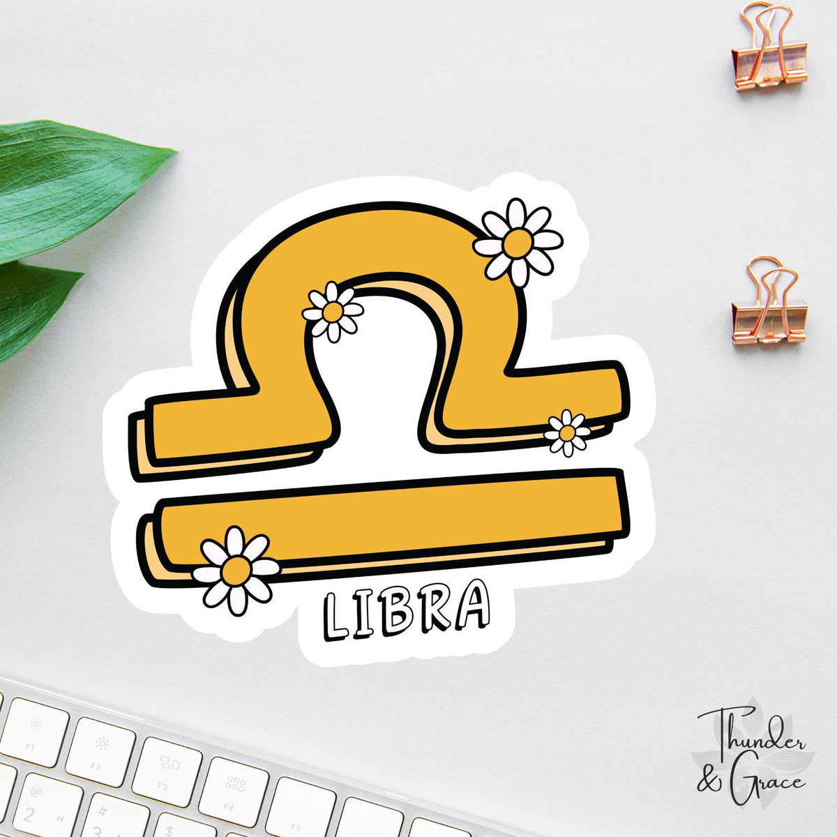 Libra sticker, retro zodiac