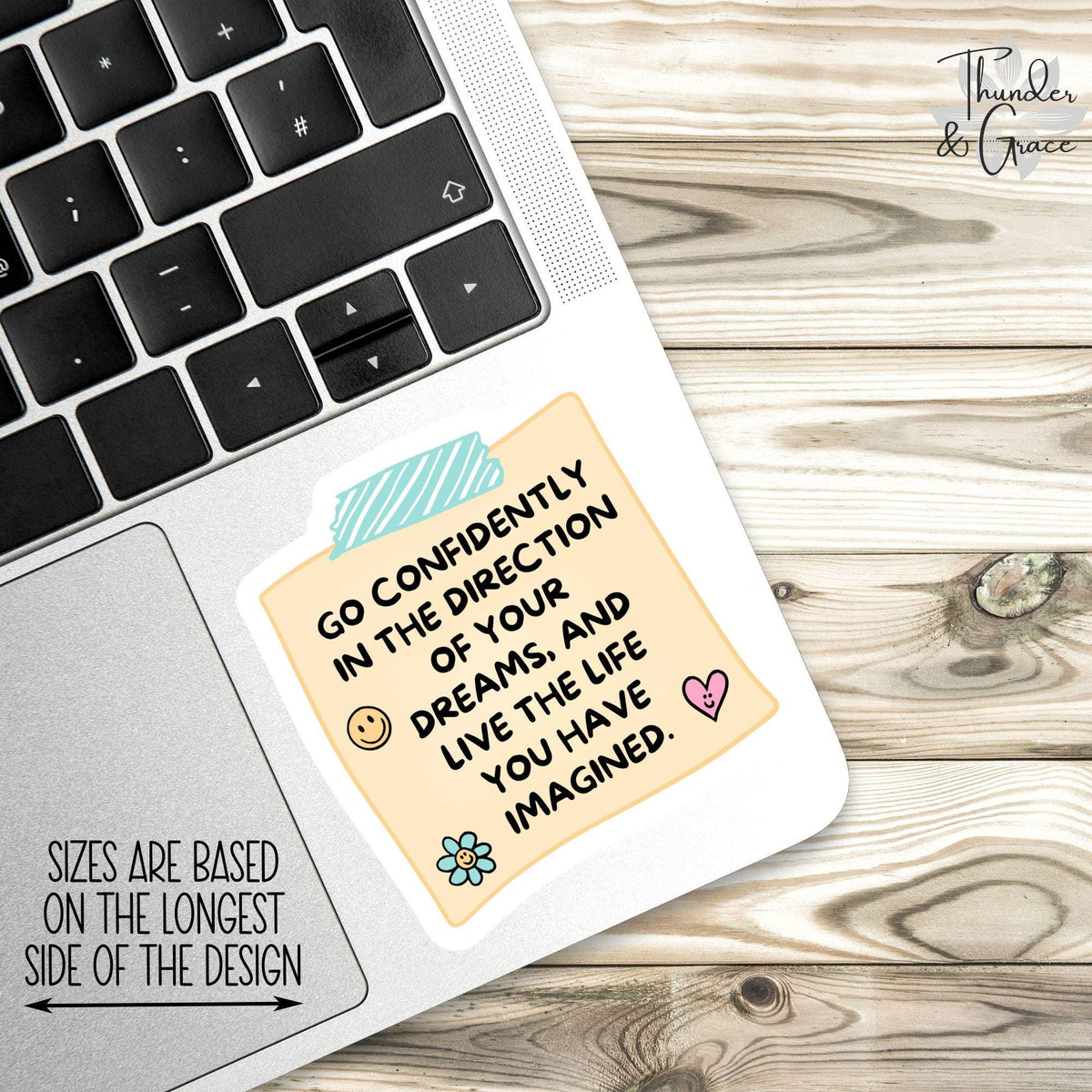 Go Confidently in the Direction of Your Dreams sticker, thoreau quote – view 2