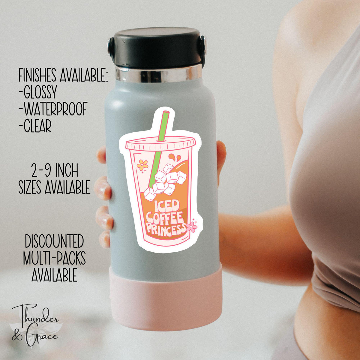 Iced Coffee Princess sticker, its never too cold for iced coffee – view 3