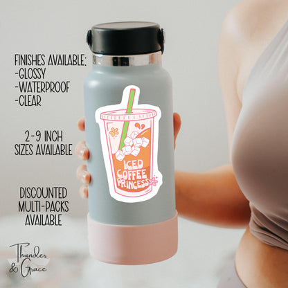 Iced Coffee Princess sticker, its never too cold for iced coffee – view 3