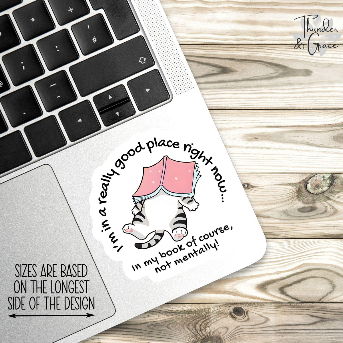In a Really Good Place Right Now sticker, cats and book lover – view 2