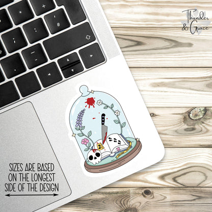 True Crime Bookish Girlie sticker, crime scene bell jar graphic – view 2