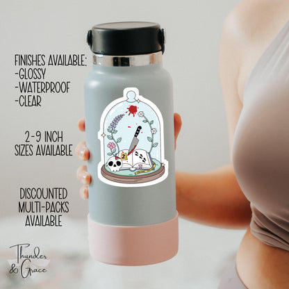 True Crime Bookish Girlie sticker, crime scene bell jar graphic – view 3