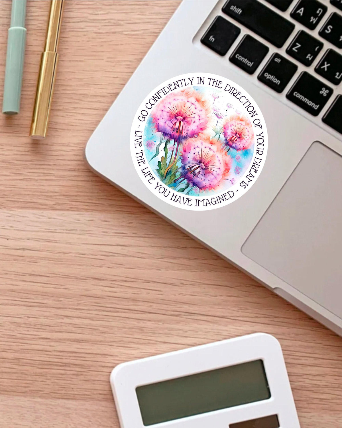 Go Confidently in the Direction of Your Dreams sticker, rainbow dandelion – view 2