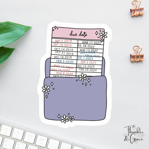 Retro Library Due Date Card sticker