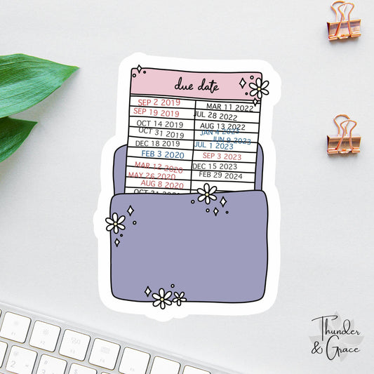 Retro Library Due Date Card sticker