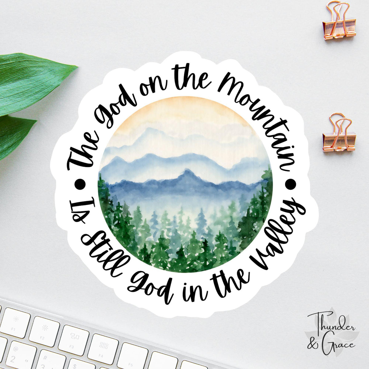 The God on the Mountain sticker, god in the valley