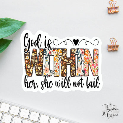 God Is with Her sticker, just pray
