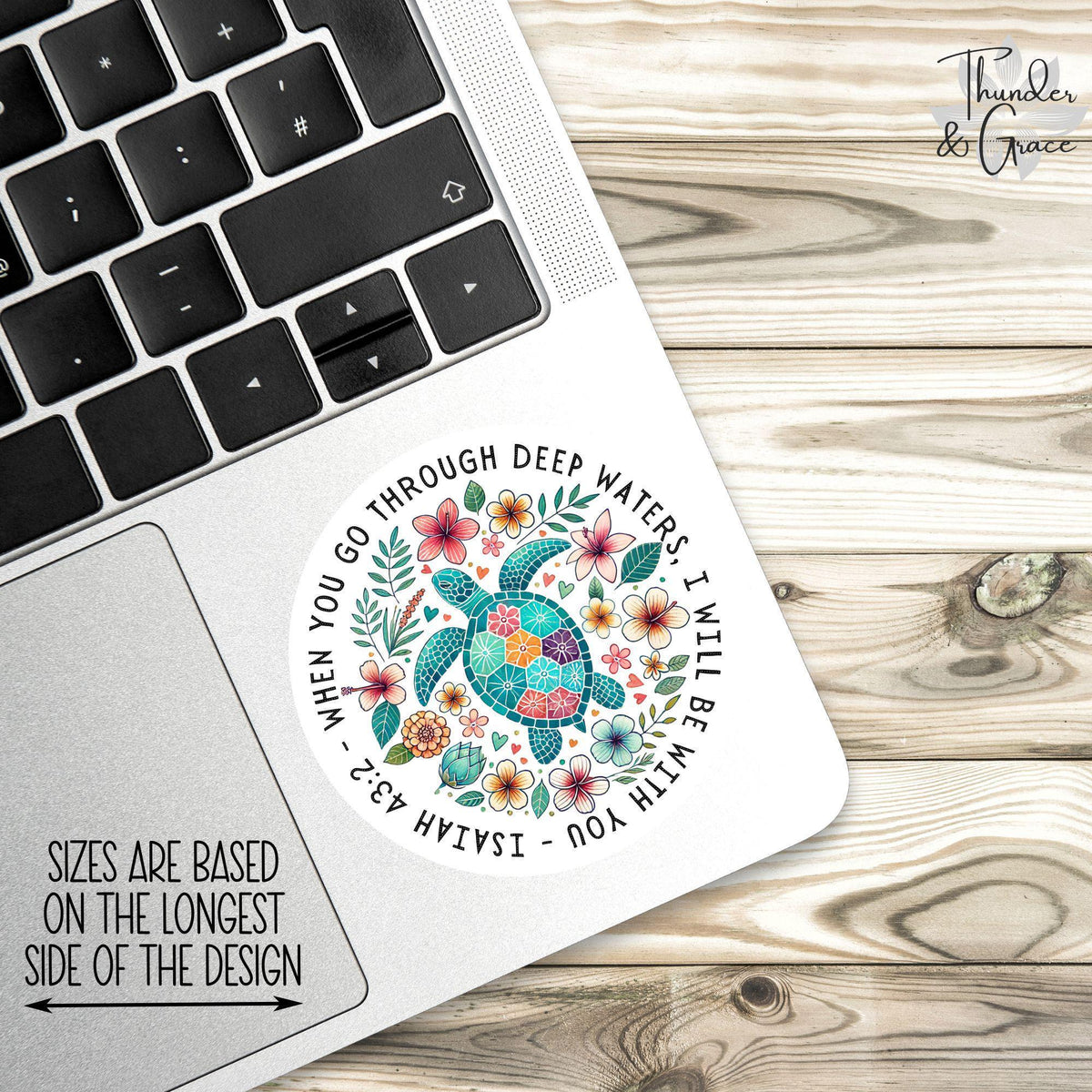 When You Go Through Deep Waters sticker, isaiah 43:2 – view 2